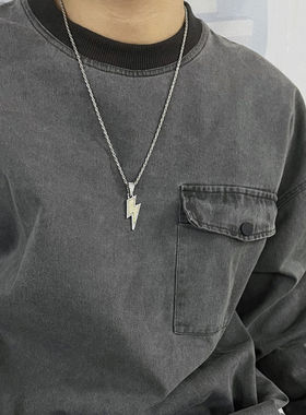 镶钻闪电项链男潮个性嘻哈ins