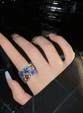 景泰蓝珐琅繁花似锦戒指女款