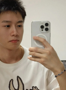 黑白拼接十字架手链男款轻奢小众