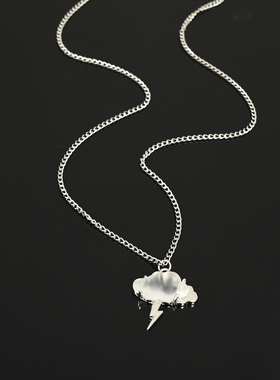 立体乌云闪电吊坠项链男款男士