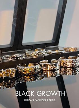 十字花做旧款戒指男开口可调节