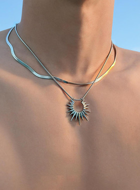 太阳神双层钛钢项链轻奢小众