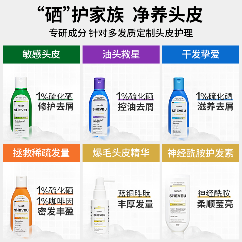 澳洲SHEVEU賽逸洗發水去頭皮屑控油蓬松豐盈止癢二硫化硒洗發露膏_SHEVEU賽逸官方海外旗艦店_洗護清潔劑/衛生巾/紙/香薰