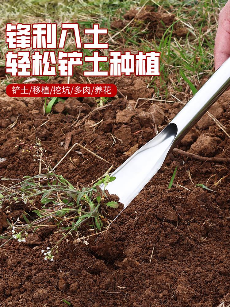 小铲子种花园艺工具挖土除草不锈钢园艺铲种菜专用挖野菜赶海神器