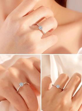 官方DR daisy莫桑石戒指999纯银轻奢高级感求婚结婚彷真钻石女戒