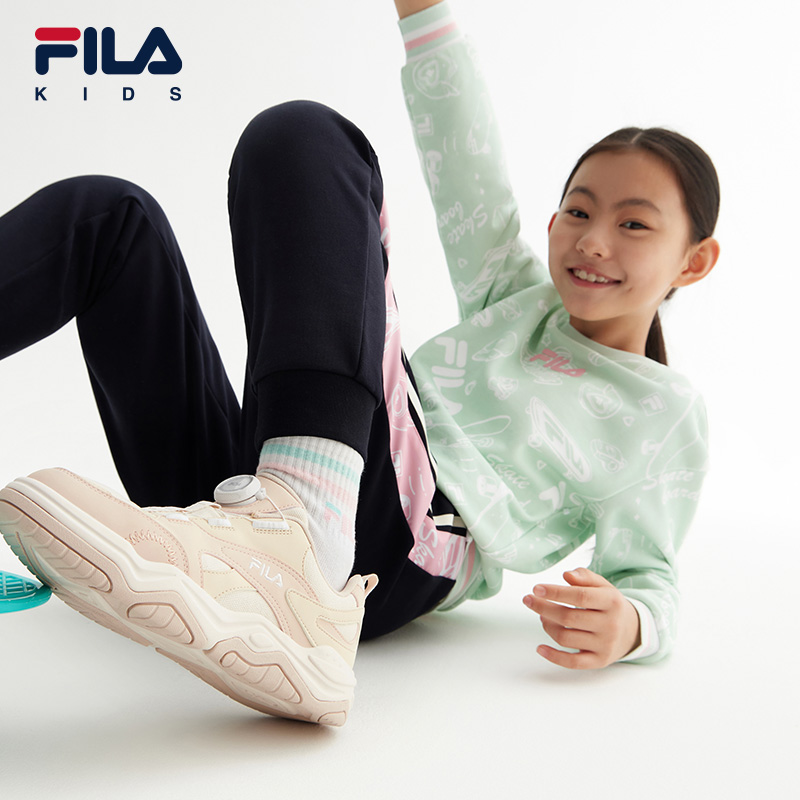 FILA斐乐儿童童鞋BOA旋钮休闲鞋2024春新款中大童男女童经典板鞋 - 图2