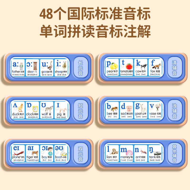 48个国际音标有声挂图英语发音自然拼读教材小学生入门英文字母