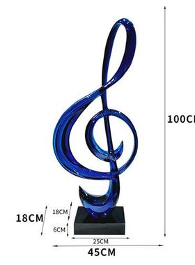 现代轻奢透明音符摆件酒吧音乐厅树脂乐器雕塑客厅玄关装饰工艺品