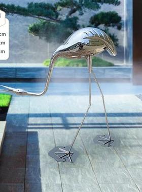 不锈钢鸟丹顶仙鹤白鹭雕塑金属售楼部处公园林水池景装饰摆件户外