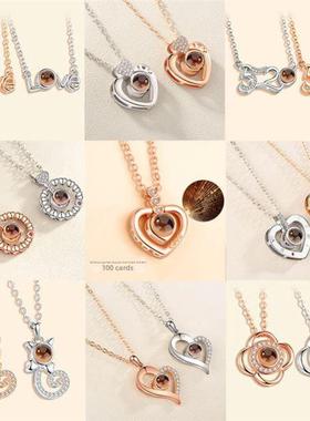 gold silver 100 language i love you women necklace pendant