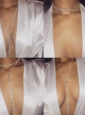 ins style net red sexy choker party rhinestones necklace项炼
