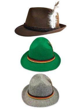 Western Feather Decors Felt Octoberfest Hat German Carnivals