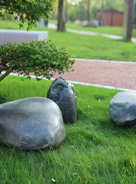 仿真石头摆件庭院造景玻璃钢雕塑泰山石草坪公园井盖园林景观装饰