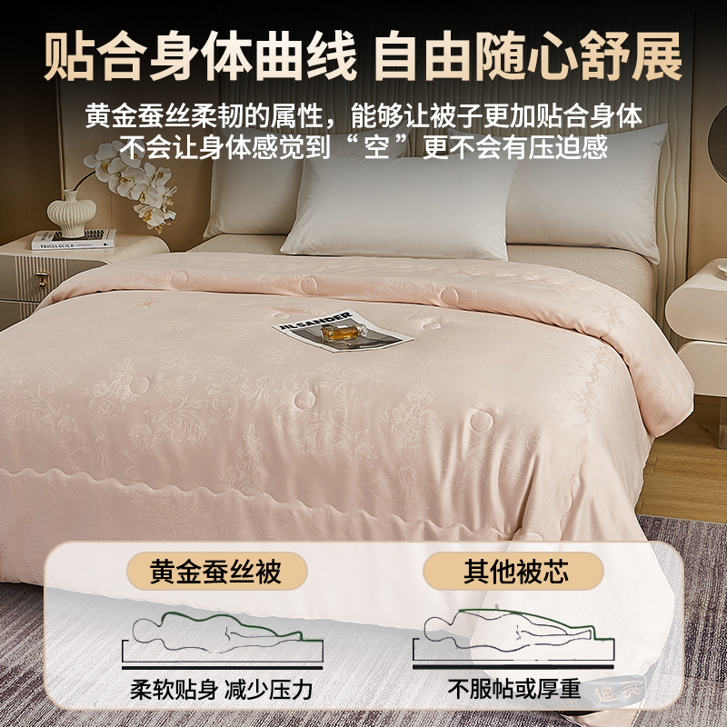 迪奥 贡缎提花洋甘菊黄金蚕丝被A类被子桑蚕丝加厚保暖冬被芯T,淘宝优惠券,粉丝福利购,淘宝优惠卷