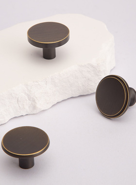 工厂货源圆形黄铜单孔拉手简约橱