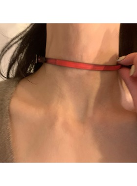 温变项圈y2k千禧辣妹风软皮革颈链choker女高级感甜酷锁骨链2026