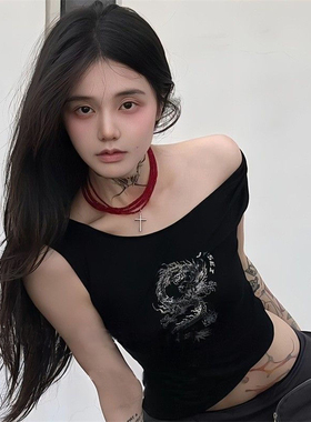 原创红项链多层一体式十字架项链choker暗黑串珠朋克复古锁骨链