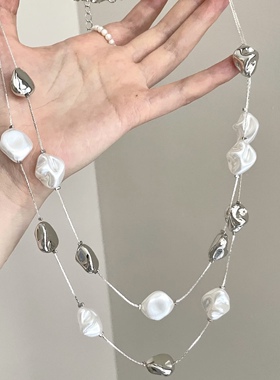 Vintage古着不规则长款串珠项链女2026新款轻奢高级精致锁骨链