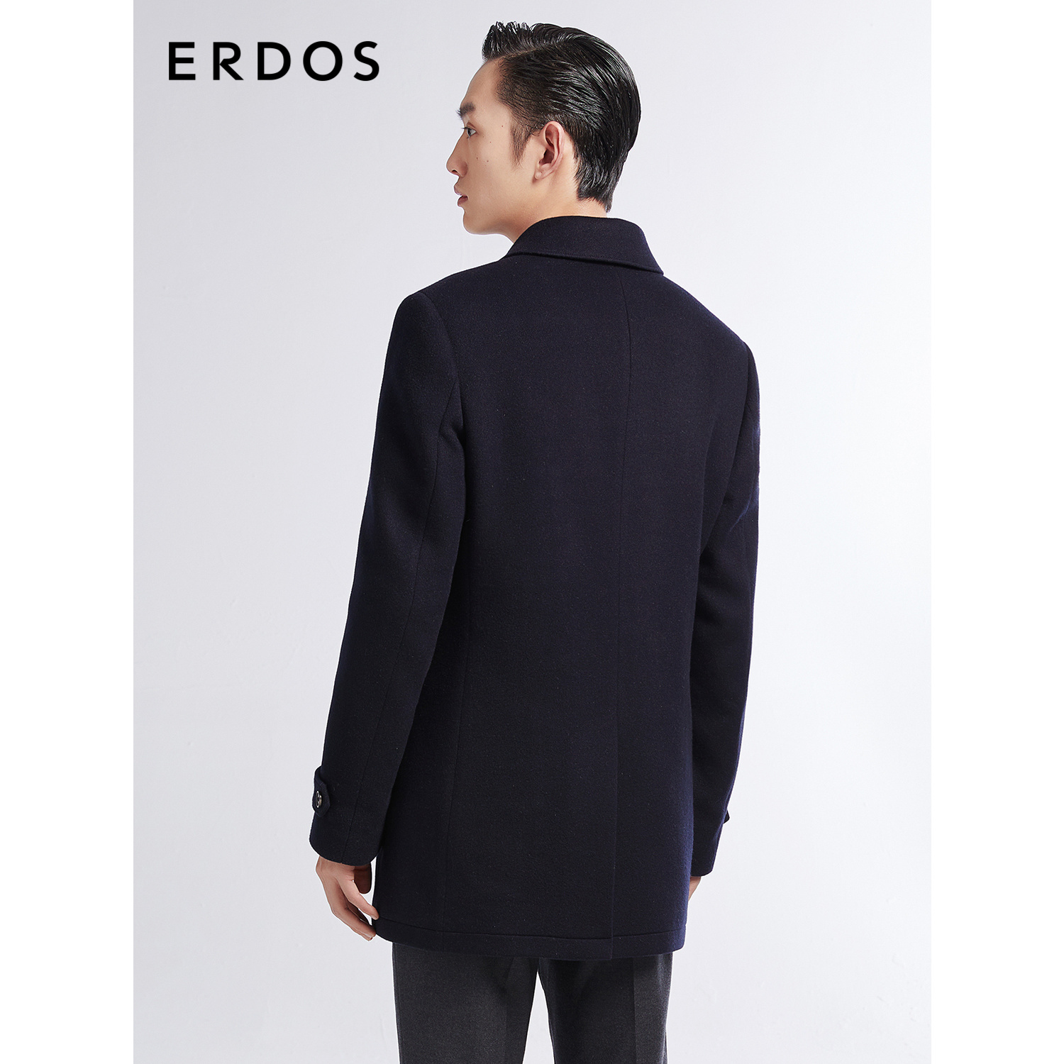 ERDOS 男装纯山羊绒羽绒服含绒量85%翻领短款大衣白鹅绒内衬外套