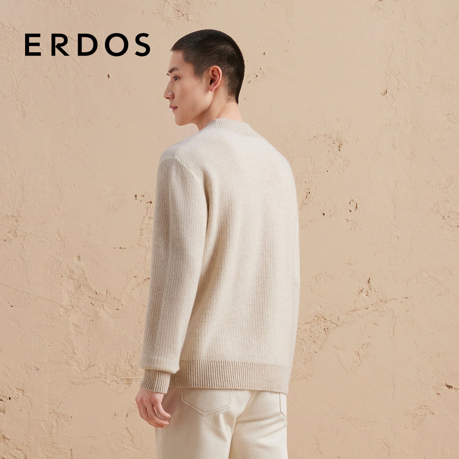 ERDOS 男装羊绒衫秋冬半高领微落肩翻花厚款保暖百搭,淘宝优惠券,粉丝福利购,淘宝优惠卷