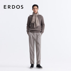 ERDOS 男装羊绒披肩25年春新款精纺棕色刺绣轻薄围巾商务休闲