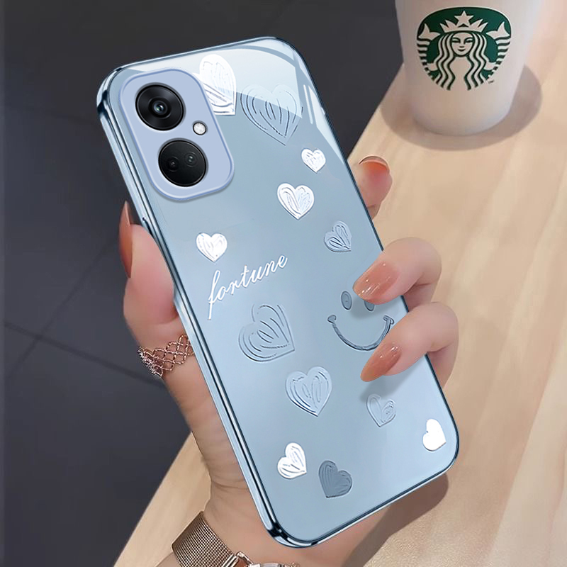 适用手机壳oppok11新款渐变爱心oppok11x防摔可爱女网红金属漆玻璃高级感全包潮 - 图1