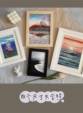 油画棒专用实木长方形白色玻璃画框摆桌装裱挂墙A56寸简约相框ins