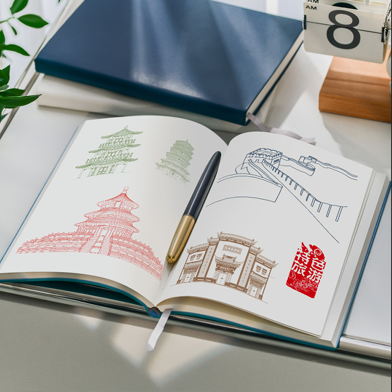 糯米手感空白旅行打卡盖章收集本全国景点旅行文创博物馆北京故宫南京苏州扬州西安大号a5笔记本本子手账本子