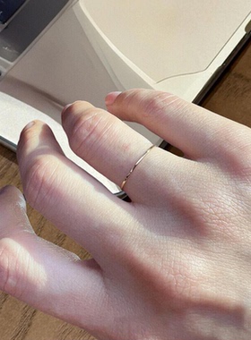 韩系简约极细素圈戒指女轻奢高级