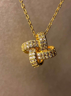 金色几何交叉项链女款超闪韩系