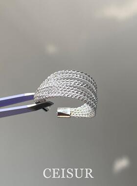 多层线条戒指开口冷淡风极简时尚