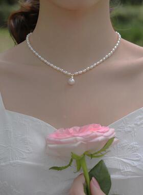 925纯银珍珠项链2023新款爆款锁骨链女高级感轻奢小众设计感颈链