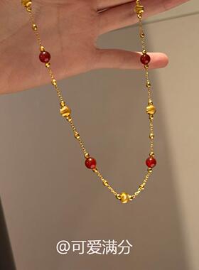 新中式金色仿猫眼玛瑙项链秋冬