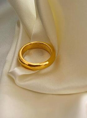 金色亮面泥鳅背素圈戒指女士小众