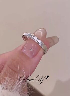 清冷感仿闪钻贝母戒指女小众设计