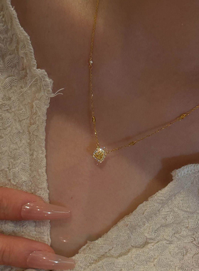 爆闪mini方糖吊坠项链女简约小众