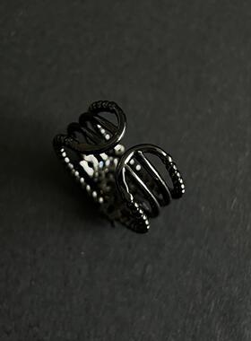 复古暗黑风多层环绕闪钻戒指女