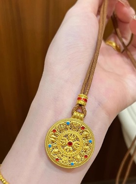 韦雪同款八宝罗盘吊坠编绳项链女