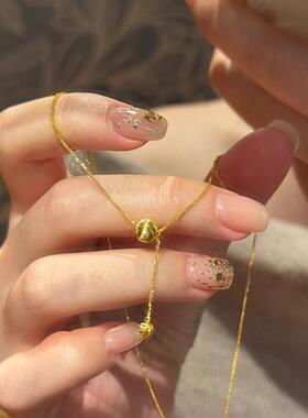 金色珠吊坠项链女款2026新款轻奢