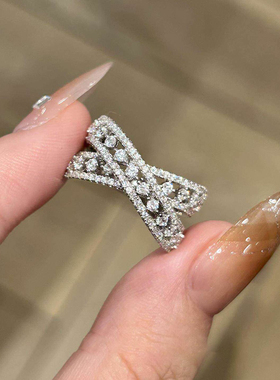 银色交叉戒指女款中古轻奢高级感