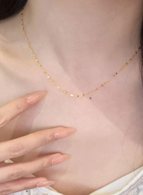 s925金色纯银项链素链女爆款颈链