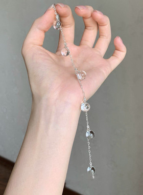 简约清冷感仿白水晶小灯泡手链女