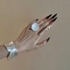 Cool silver frosted plain wide stacking rings