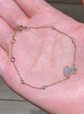 S925纯银泡泡单钻白贝母葫芦手链