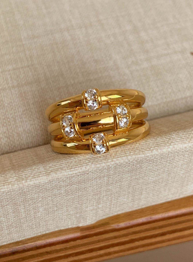 三环戒指女小众设计一体式食指戒