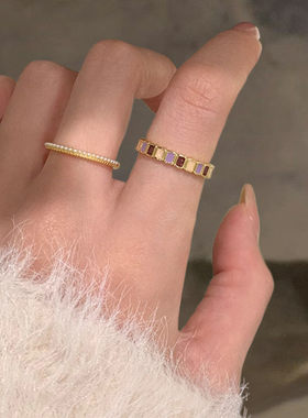 彩色滴釉珍珠开口戒指小众设计轻奢高级感指环2025新款爆款食指戒