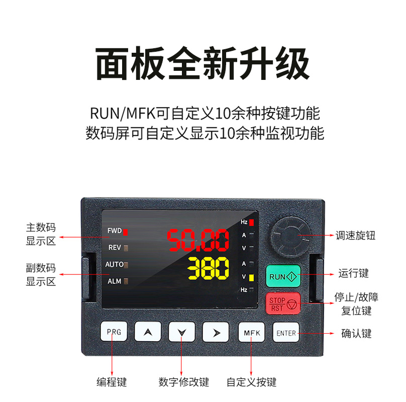 变频器三相380V/1.5/2.2/5.5/7.5千瓦11kw电机水泵调速器矢量重载 - 图0