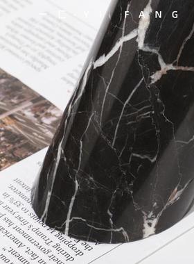 一匚简约现代极简样板间书房书柜白色大理石书靠书立装饰几何摆件