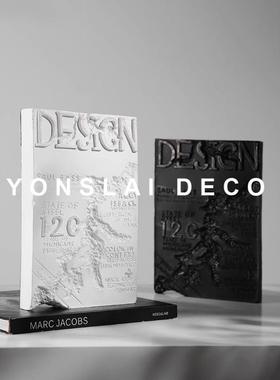 现代艺术大理石装饰书摆件样板间软装道具书仿真书电视柜书房摆设