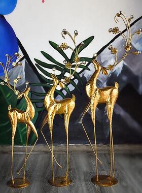 美国覆古无障碍豪华鹿落地式装饰大型饰品服装店橱窗客厅入口工艺